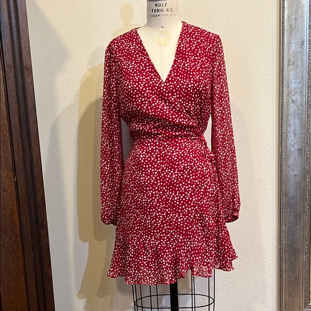 Red Polka Dot Wrap Dress